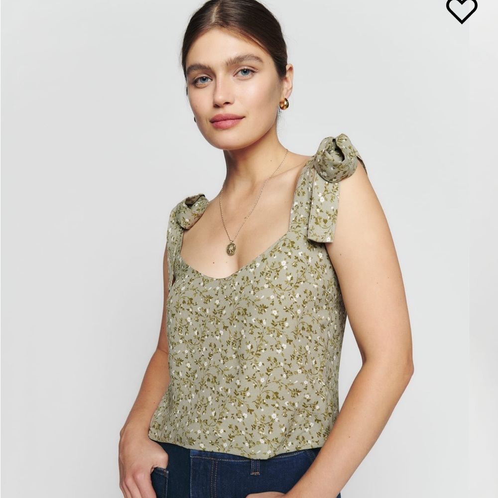 Reformation Embry Top in Juniper. Size 6.